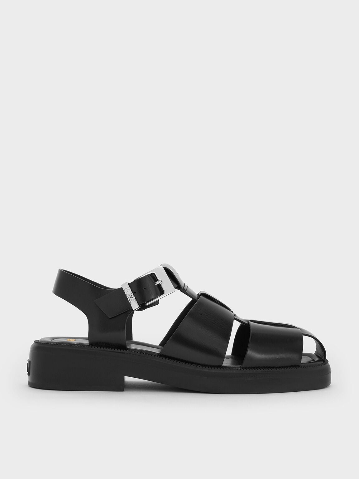 CHARLES & KEITH Featured / Leather Caged Sandals - Black