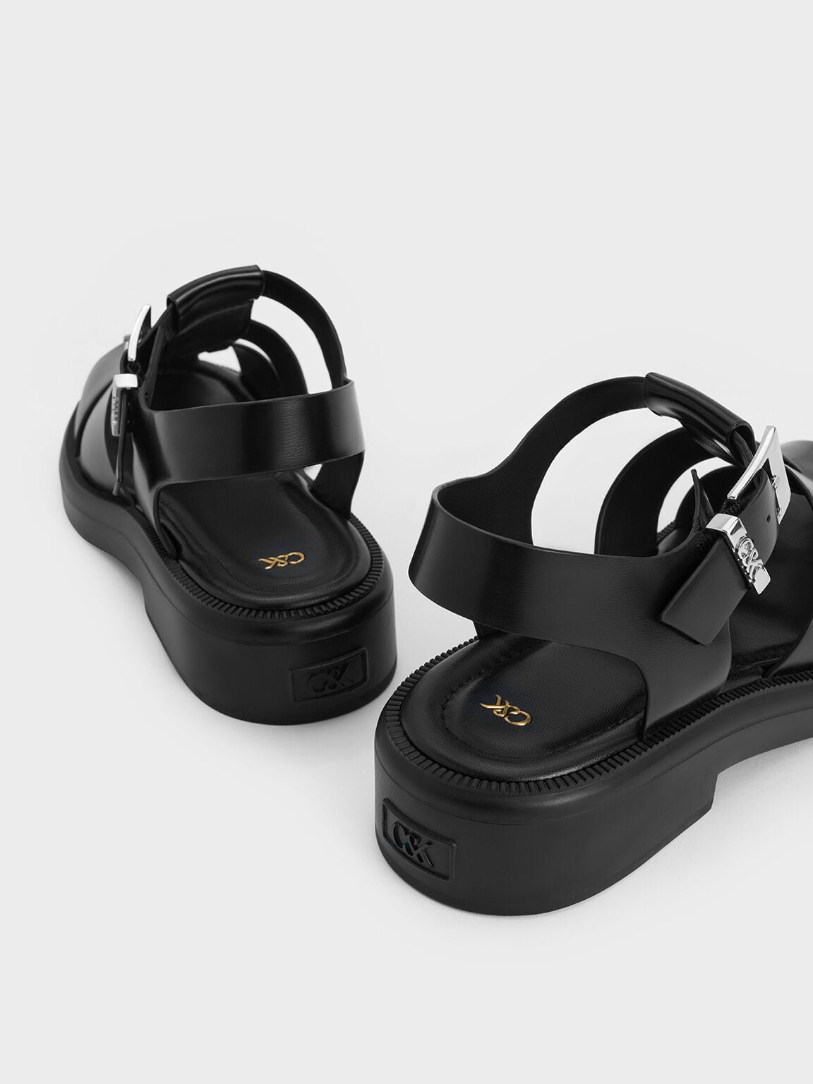 CHARLES & KEITH Featured / Leather Caged Sandals - Black