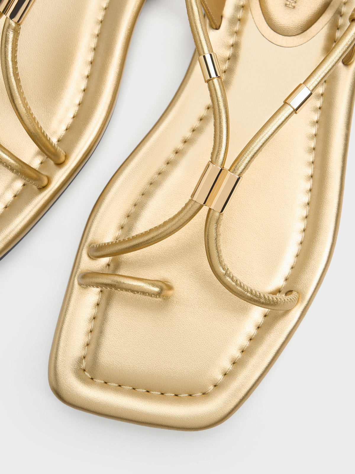CHARLES & KEITH Quality / Metallic-Accent Toe-Ring Sandals - Gold