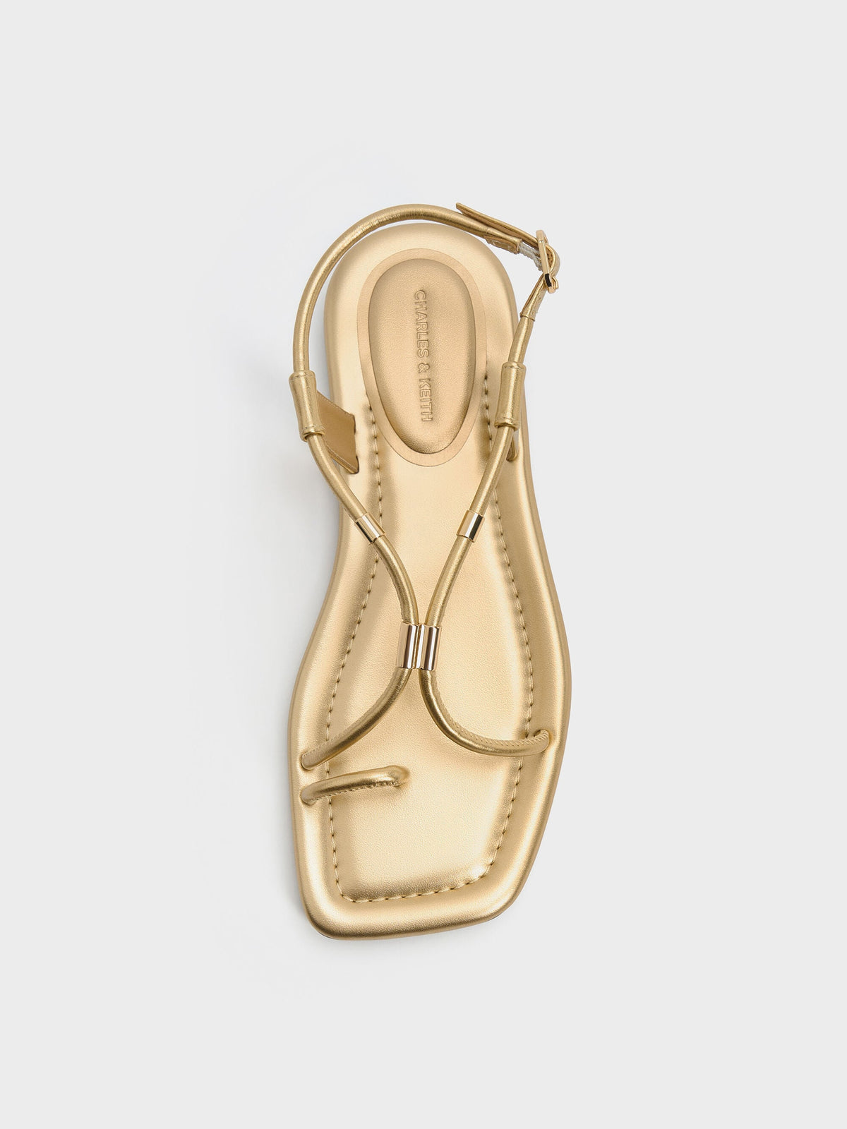 CHARLES & KEITH Quality / Metallic-Accent Toe-Ring Sandals - Gold