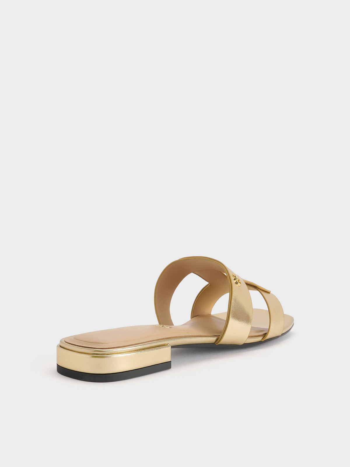 CHARLES & KEITH Discount / Petina Metallic Leather Slide Sandals - Gold