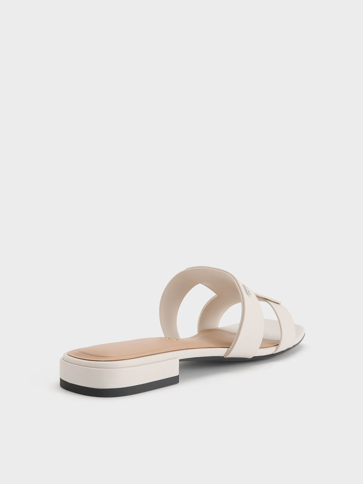 CHARLES & KEITH Everyday / Petina Leather Slide Sandals - White