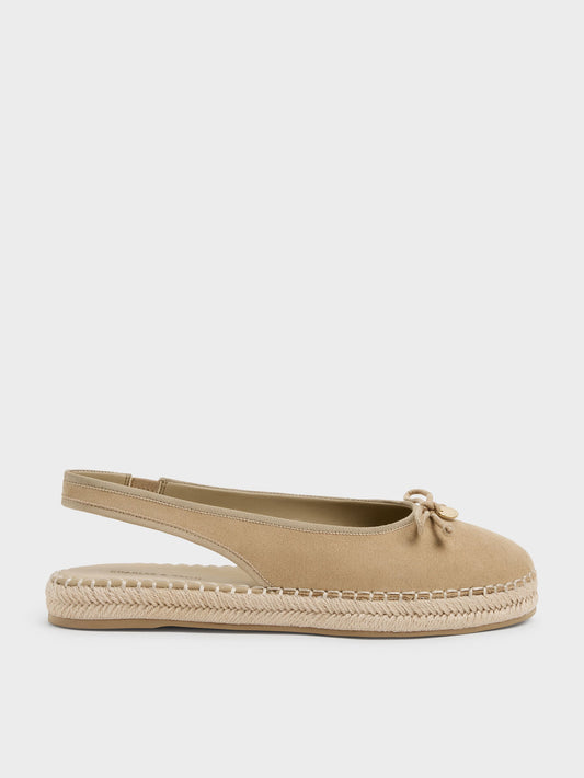 CHARLES & KEITH Best Price / Faux Suede Bow Slingback Espadrilles - Sand