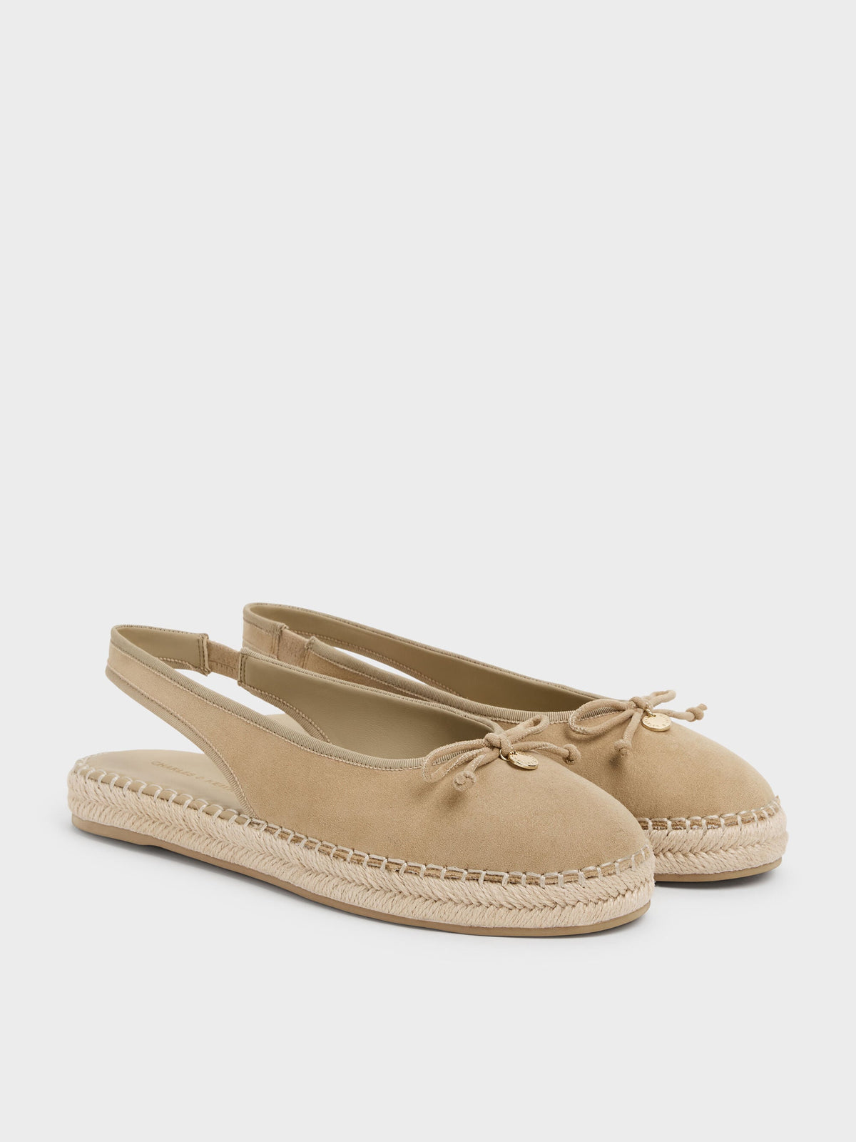 CHARLES & KEITH Best Price / Faux Suede Bow Slingback Espadrilles - Sand