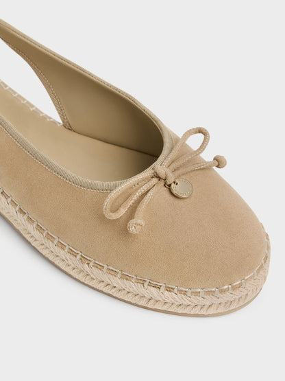CHARLES & KEITH Best Price / Faux Suede Bow Slingback Espadrilles - Sand