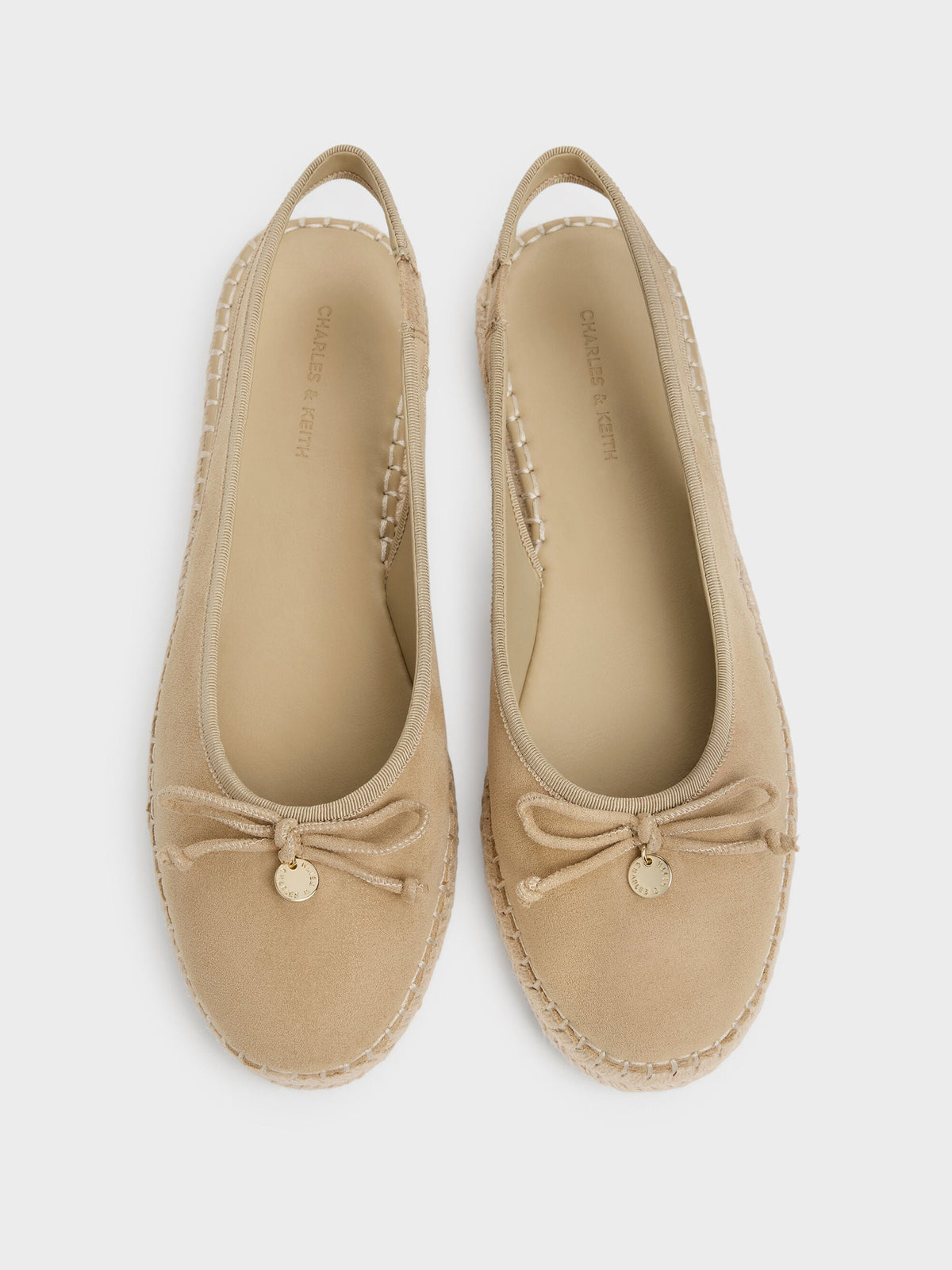 CHARLES & KEITH Best Price / Faux Suede Bow Slingback Espadrilles - Sand