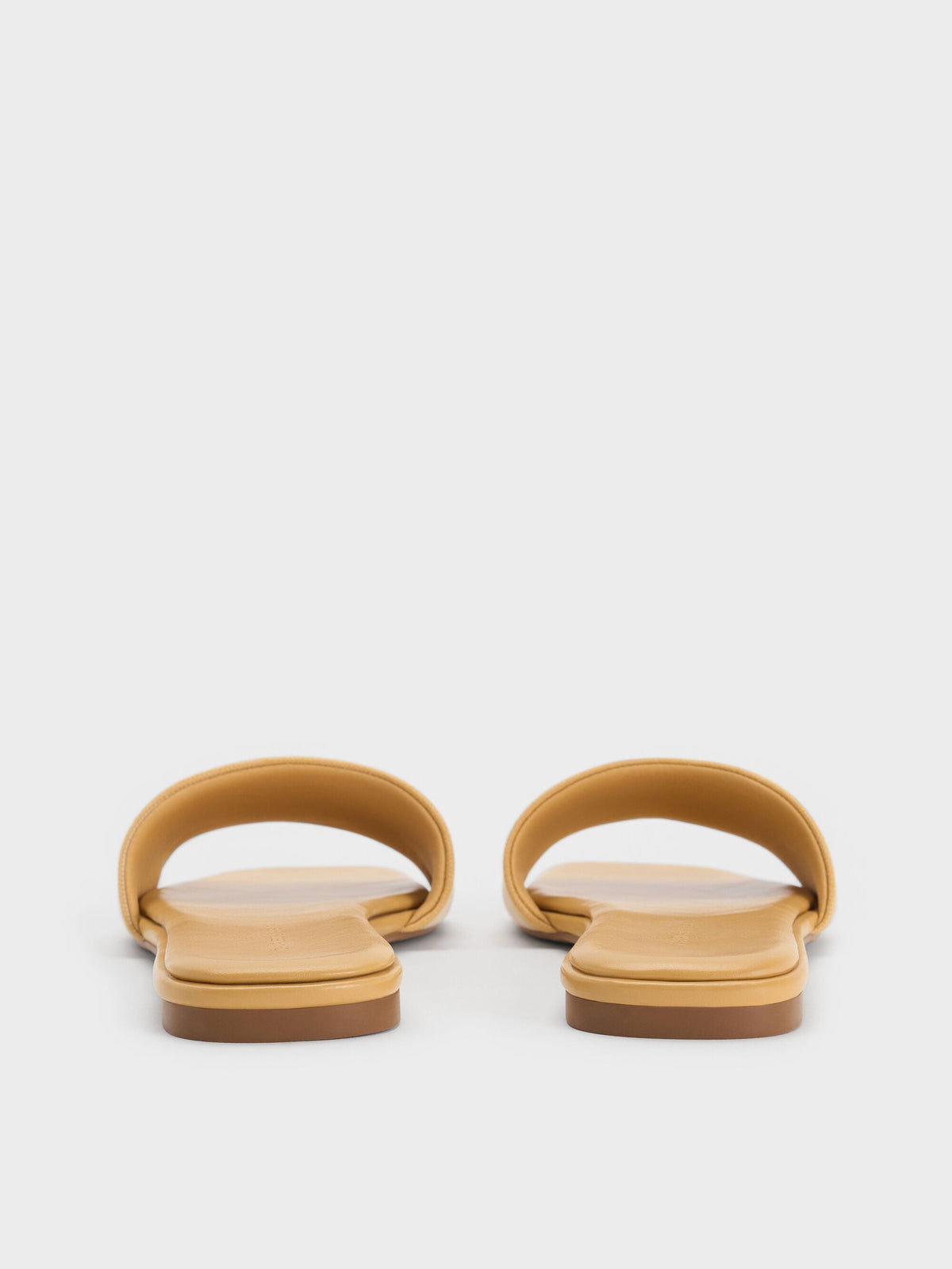 CHARLES & KEITH Premium / Striped Square-Toe Slide Sandals - Yellow