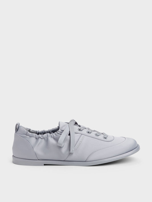 CHARLES & KEITH Customer Favorite / Satin Ruched Sneakers - Grey