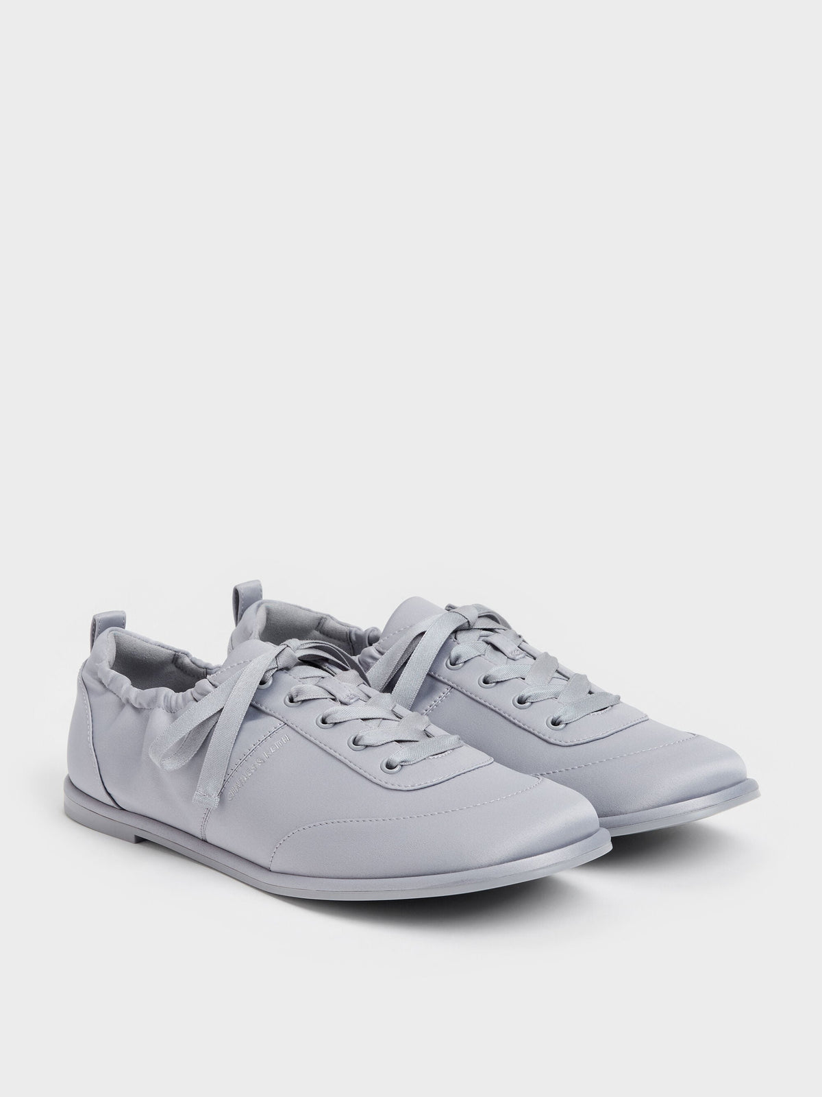 CHARLES & KEITH Customer Favorite / Satin Ruched Sneakers - Grey