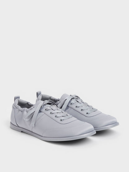 CHARLES & KEITH Customer Favorite / Satin Ruched Sneakers - Grey
