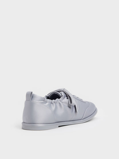 CHARLES & KEITH Customer Favorite / Satin Ruched Sneakers - Grey
