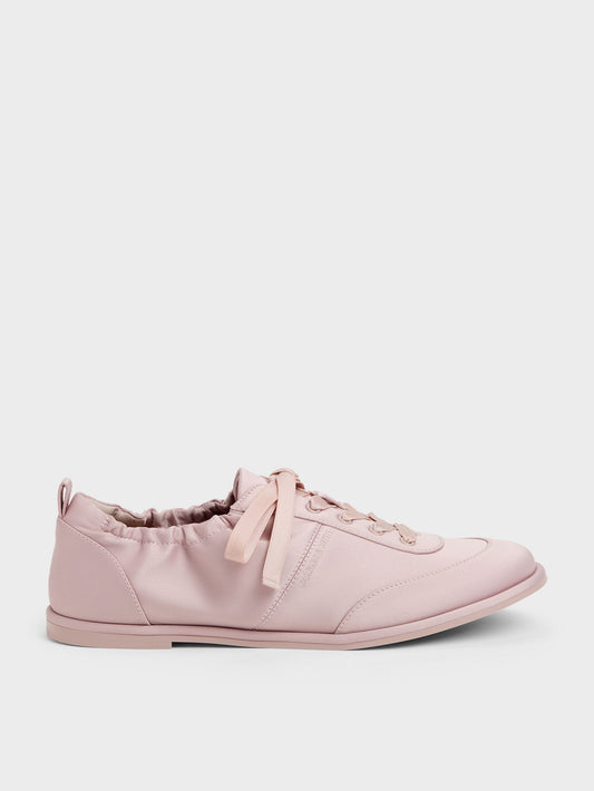 CHARLES & KEITH Popular / Satin Ruched Sneakers - Pink