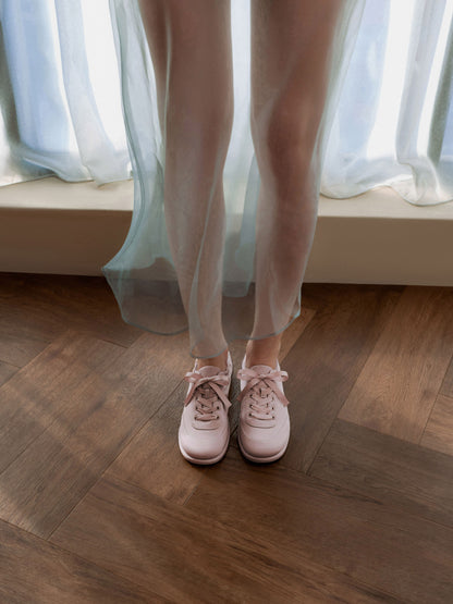 CHARLES & KEITH Popular / Satin Ruched Sneakers - Pink