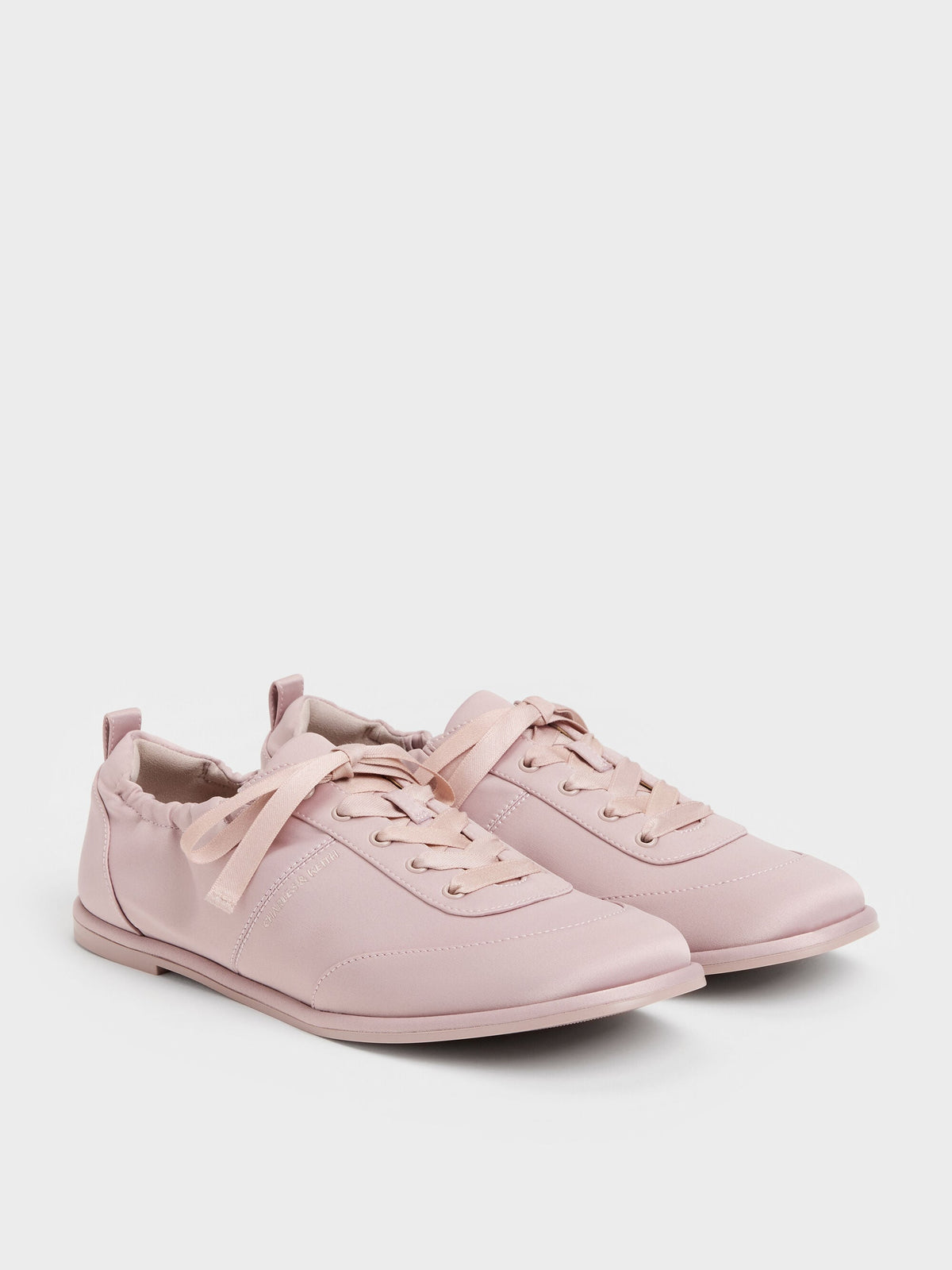 CHARLES & KEITH Popular / Satin Ruched Sneakers - Pink