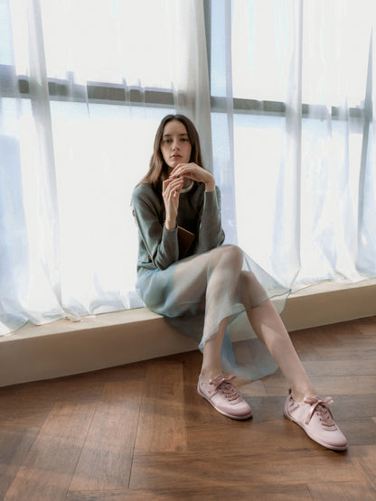 CHARLES & KEITH Popular / Satin Ruched Sneakers - Pink