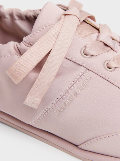 CHARLES & KEITH Popular / Satin Ruched Sneakers - Pink