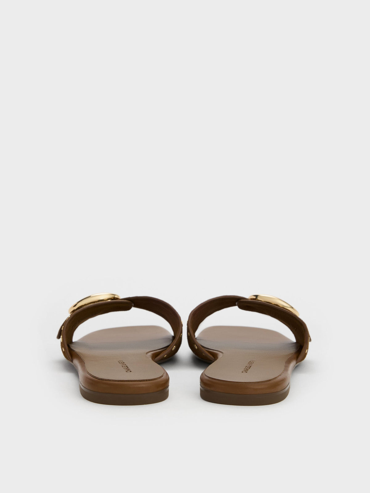 CHARLES & KEITH Value / Studded Buckled Slide Sandals - Brown