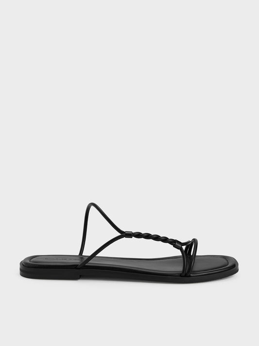 CHARLES & KEITH Deals / Fianna Twist-Strap Slide Sandals - Black