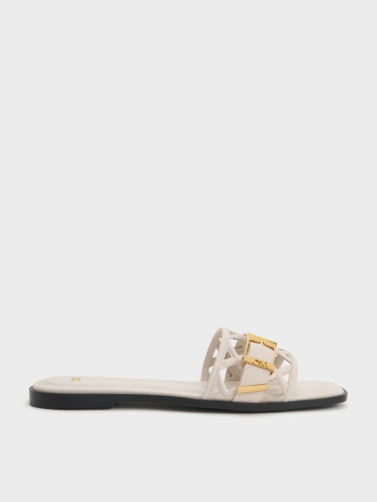CHARLES & KEITH Premium / Whitney Leather Cut-Out Slide Sandals - Chalk
