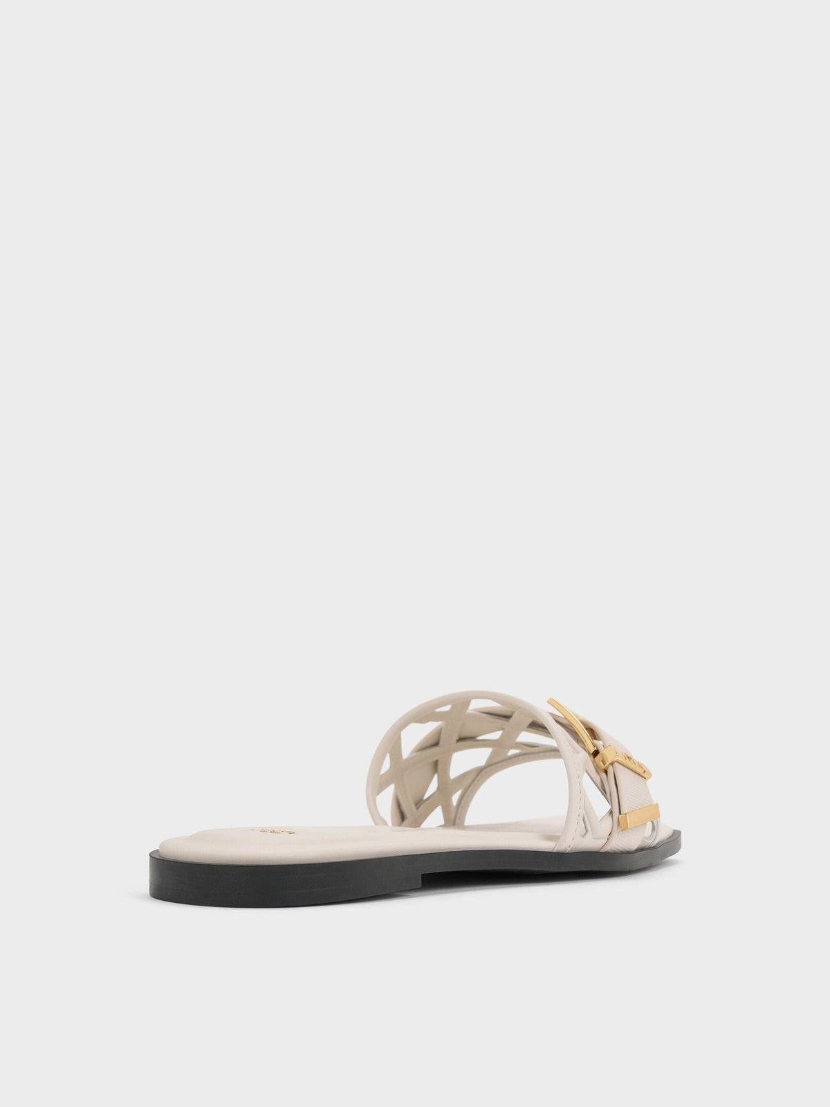 CHARLES & KEITH Premium / Whitney Leather Cut-Out Slide Sandals - Chalk