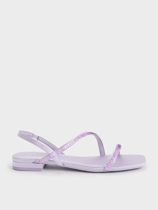 CHARLES & KEITH Signature / Briella Sequinned Strappy Sandals - Lilac