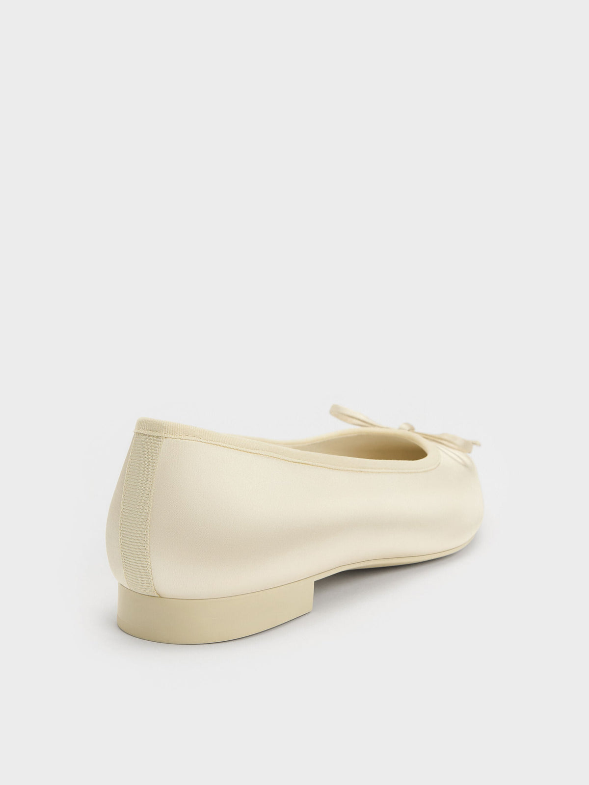 CHARLES & KEITH Customer Favorite / Briella Satin Cap-Toe Flats - Cream