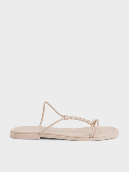CHARLES & KEITH Hot Sale / Fianna Twist-Strap Slide Sandals - Beige