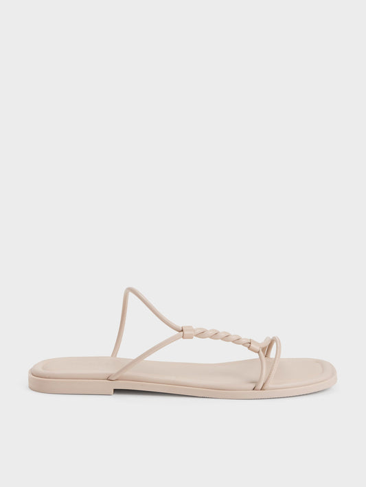 CHARLES & KEITH Hot Sale / Fianna Twist-Strap Slide Sandals - Beige