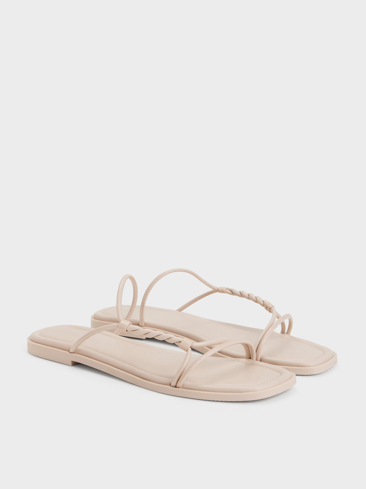 CHARLES & KEITH Hot Sale / Fianna Twist-Strap Slide Sandals - Beige