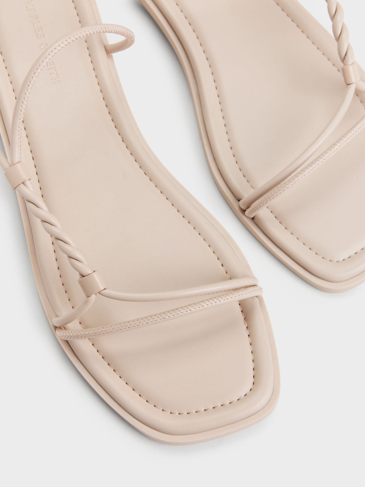 CHARLES & KEITH Hot Sale / Fianna Twist-Strap Slide Sandals - Beige