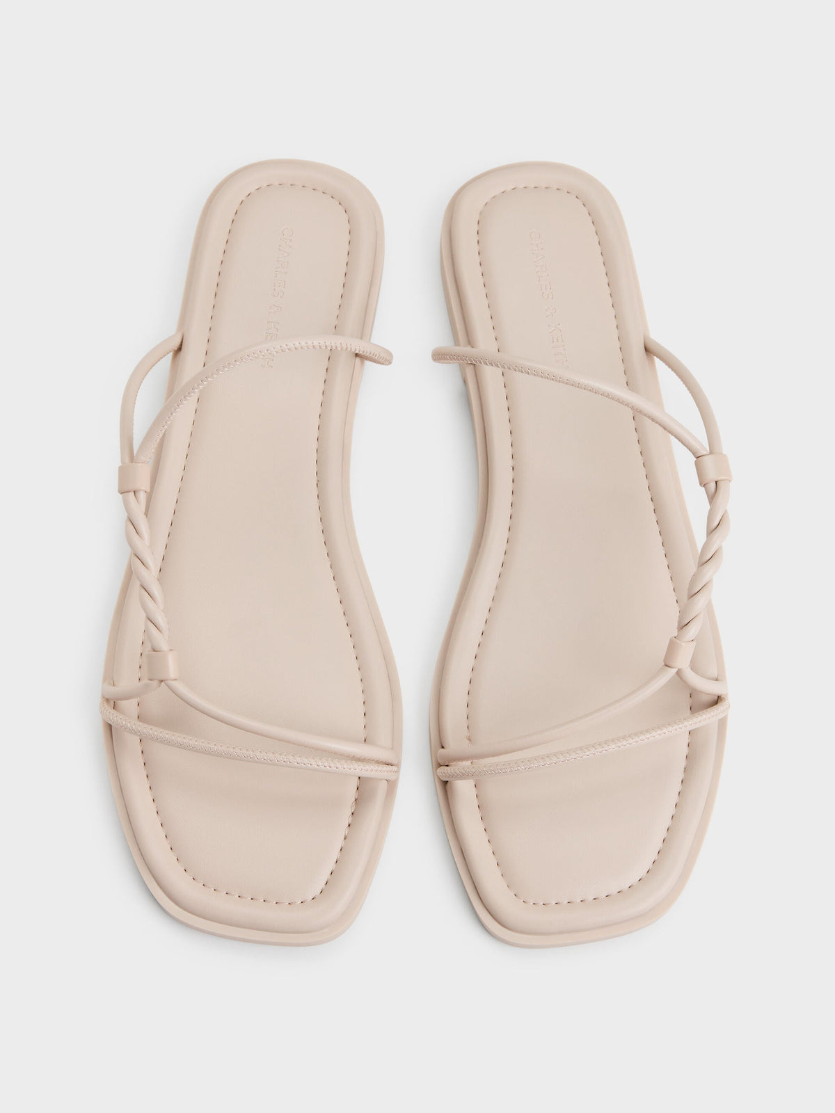 CHARLES & KEITH Hot Sale / Fianna Twist-Strap Slide Sandals - Beige