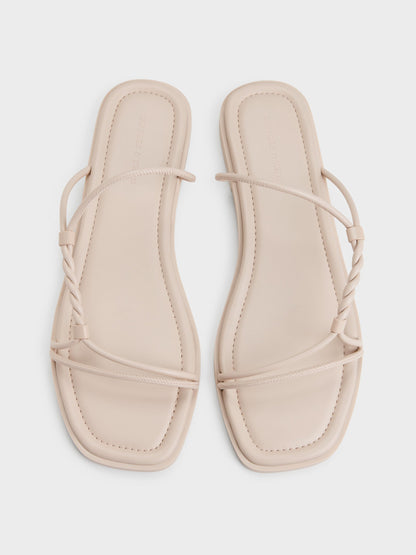 CHARLES & KEITH Hot Sale / Fianna Twist-Strap Slide Sandals - Beige