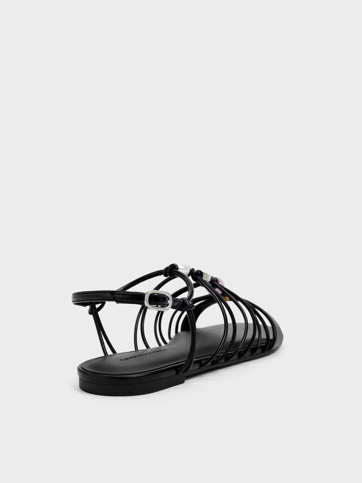 CHARLES & KEITH Trusted / Georgie Bead Strappy Sandals - Black