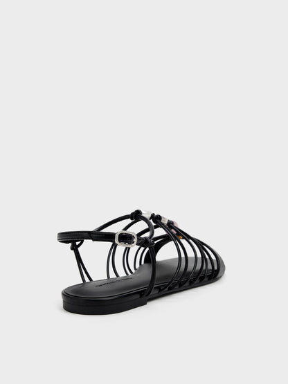 CHARLES & KEITH Trusted / Georgie Bead Strappy Sandals - Black