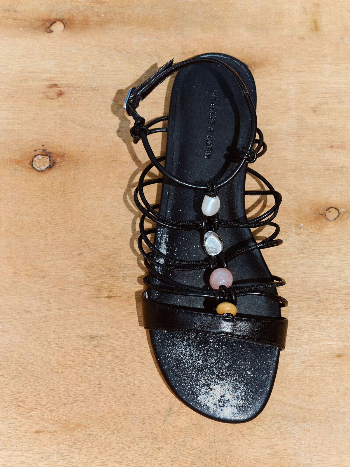 CHARLES & KEITH Trusted / Georgie Bead Strappy Sandals - Black