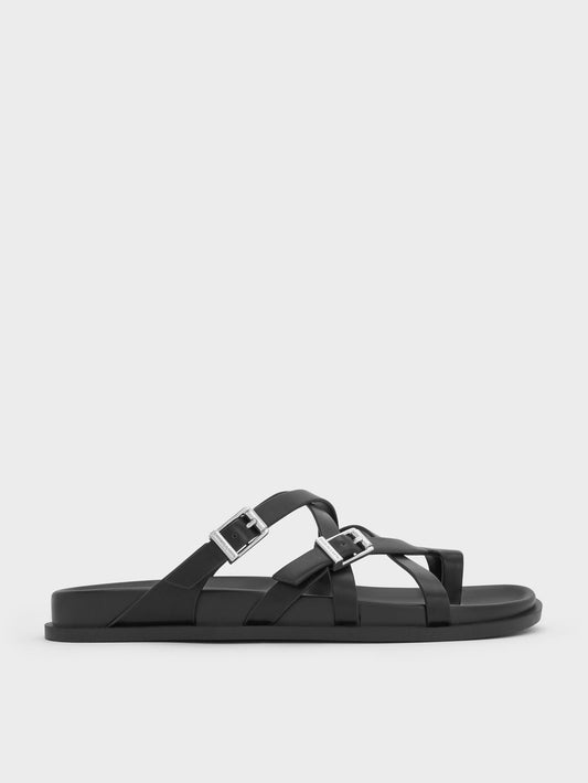 CHARLES & KEITH Sale / Crossover Toe-Ring Sandals - Black