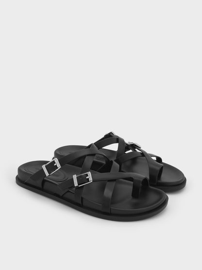 CHARLES & KEITH Sale / Crossover Toe-Ring Sandals - Black