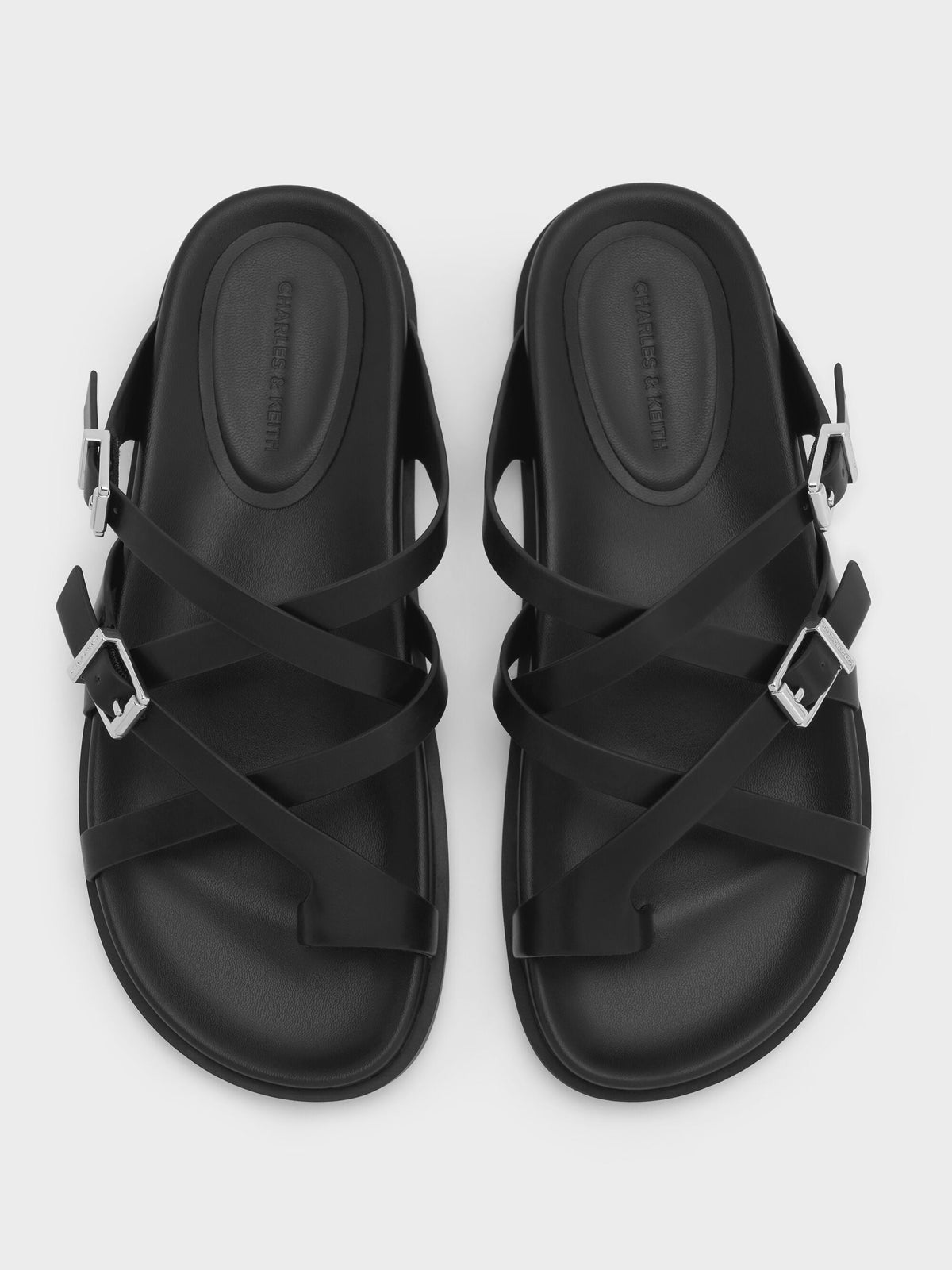CHARLES & KEITH Sale / Crossover Toe-Ring Sandals - Black