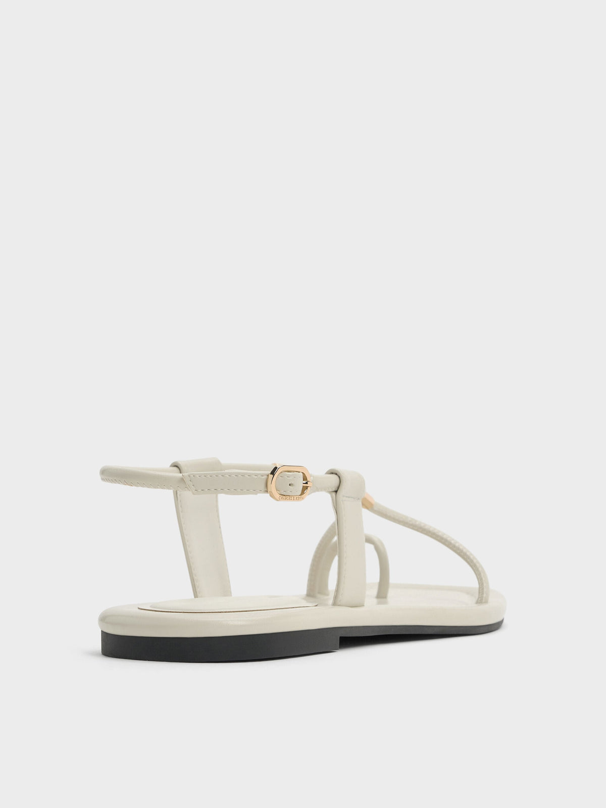 CHARLES & KEITH Recommended / Metallic-Accent Toe-Ring Sandals - Chalk