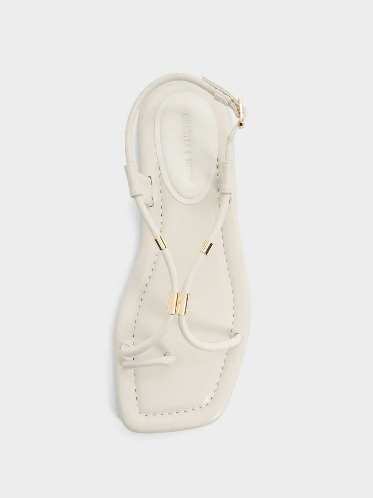 CHARLES & KEITH Recommended / Metallic-Accent Toe-Ring Sandals - Chalk