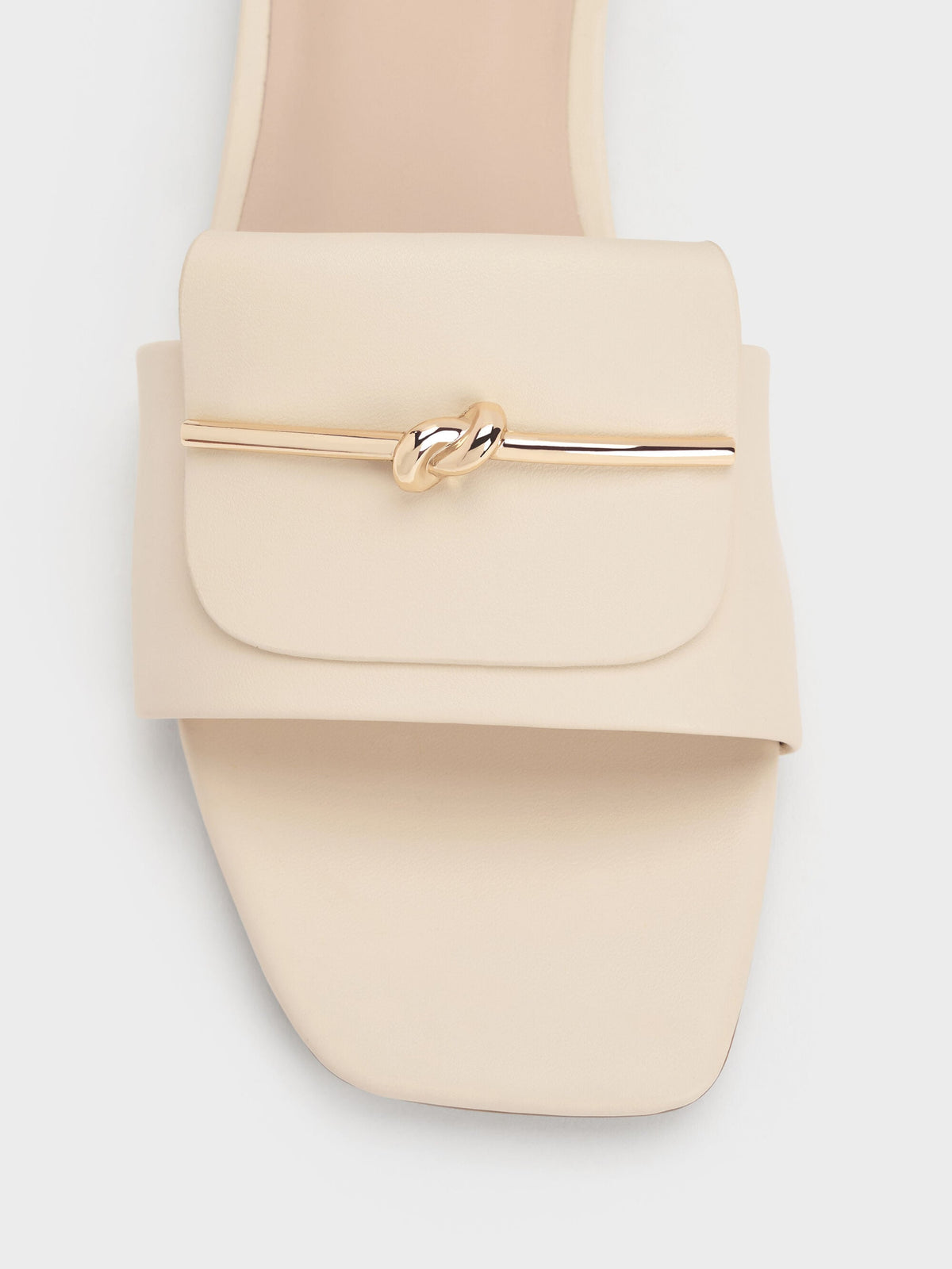 CHARLES & KEITH Top Pick / Knotted Accent Slide Sandals - Chalk