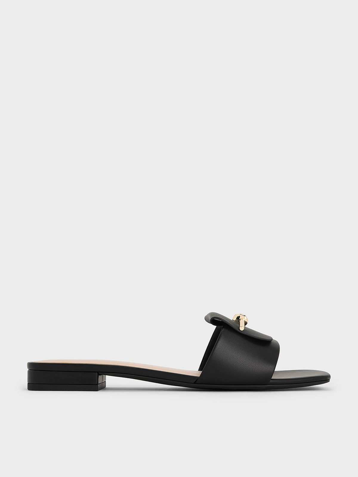 CHARLES & KEITH New / Knotted Accent Slide Sandals - Black