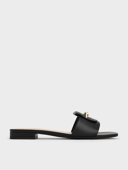 CHARLES & KEITH New / Knotted Accent Slide Sandals - Black