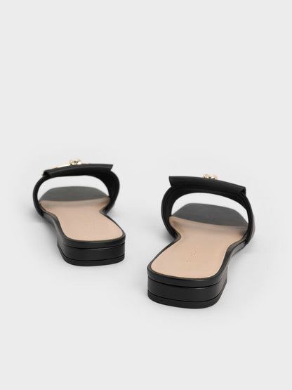 CHARLES & KEITH New / Knotted Accent Slide Sandals - Black