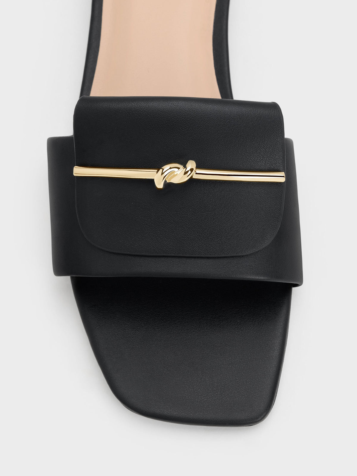 CHARLES & KEITH New / Knotted Accent Slide Sandals - Black