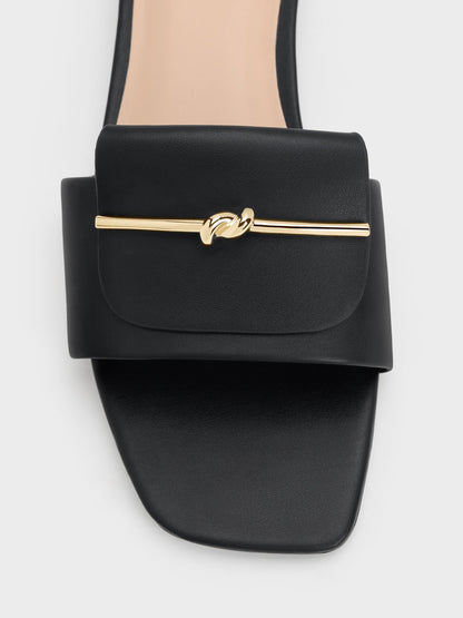 CHARLES & KEITH New / Knotted Accent Slide Sandals - Black