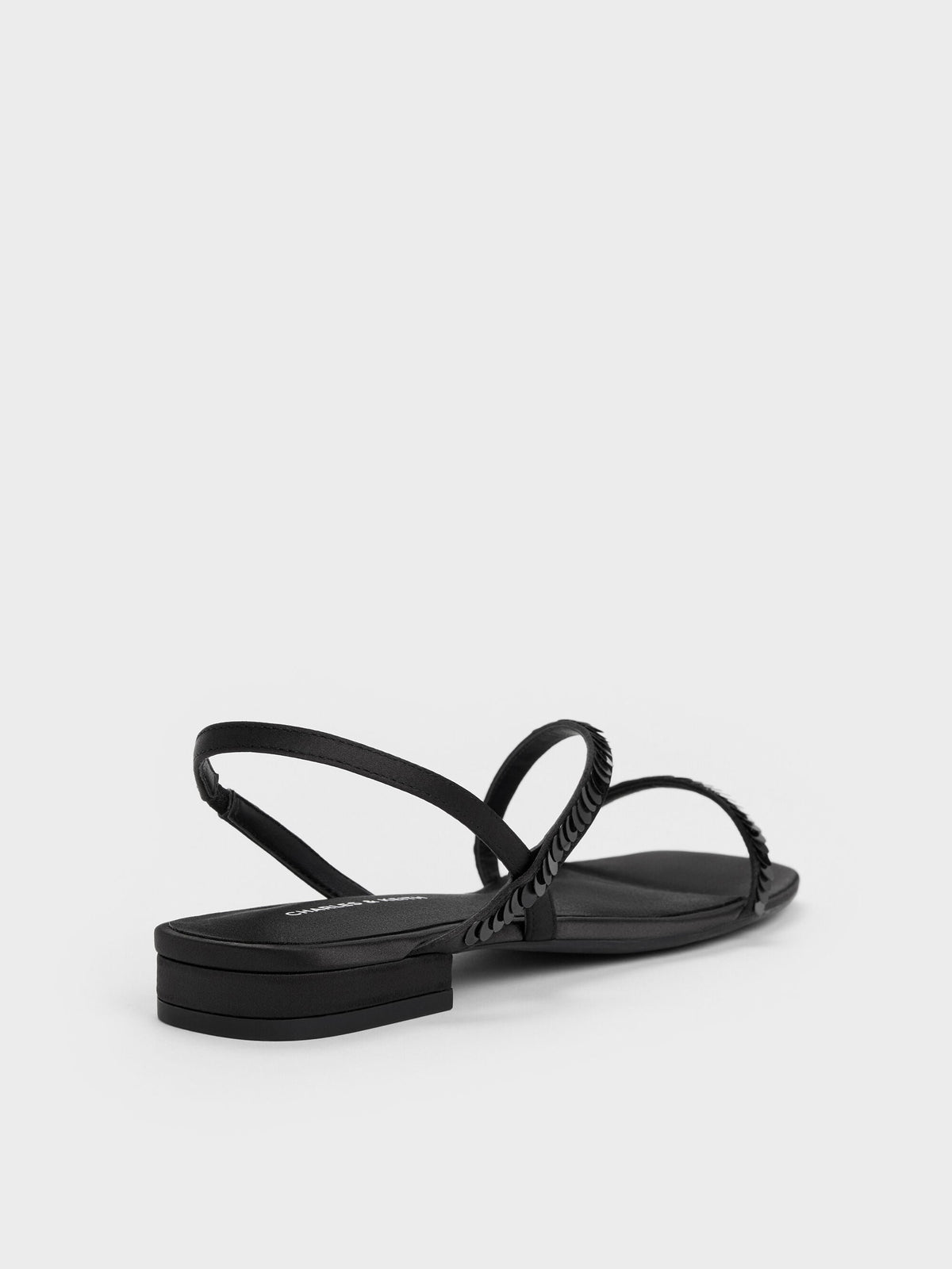 CHARLES & KEITH Sale / Briella Sequinned Strappy Sandals - Black Textured