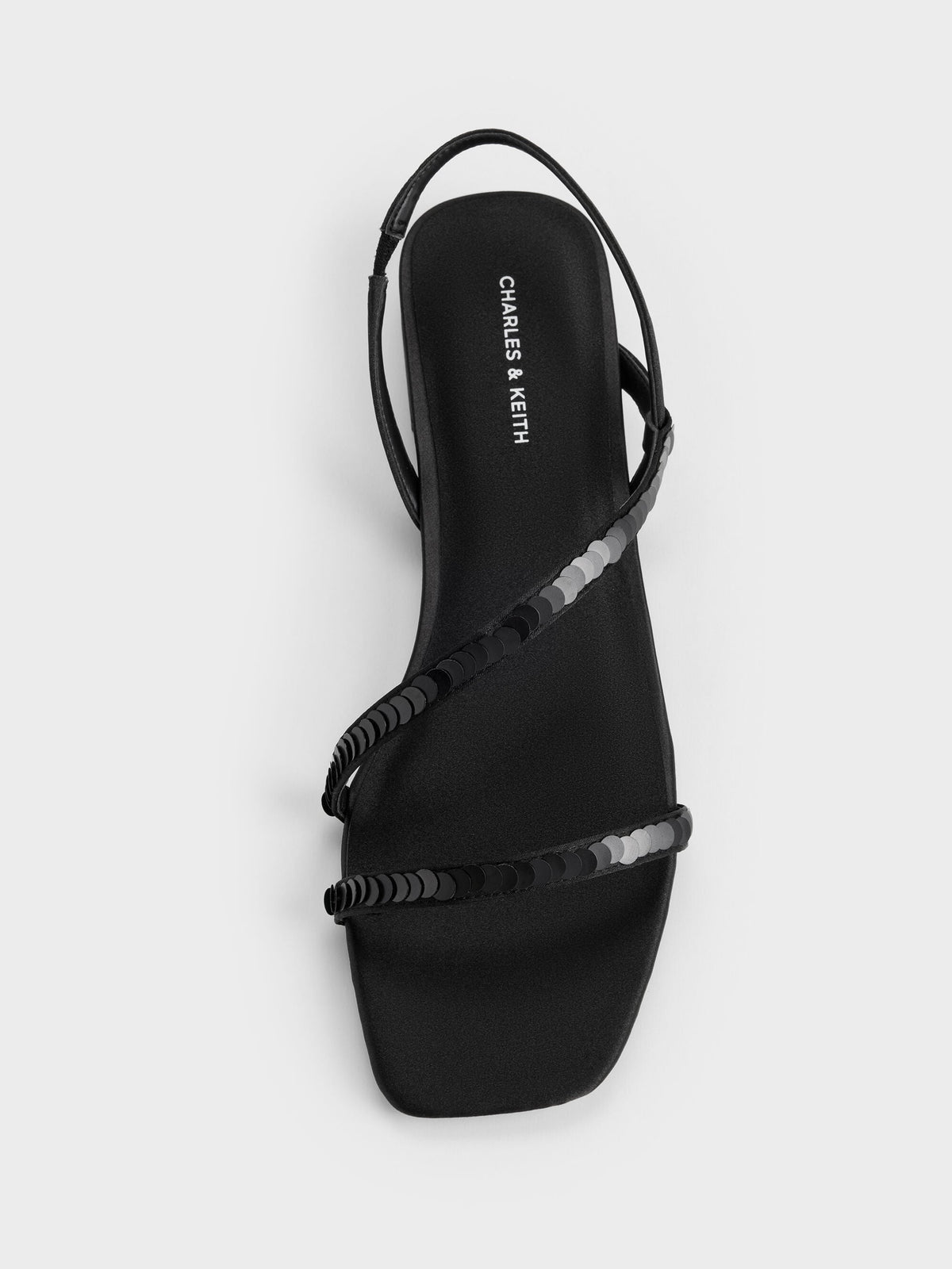 CHARLES & KEITH Sale / Briella Sequinned Strappy Sandals - Black Textured