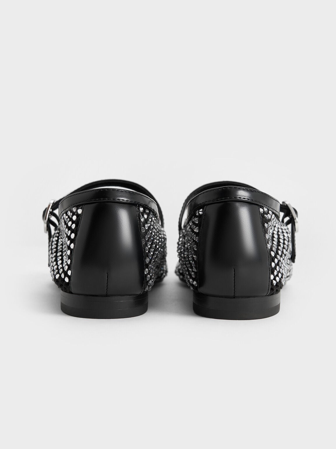 CHARLES & KEITH Sale / Maggie Mesh Crystal Mary Janes - Black
