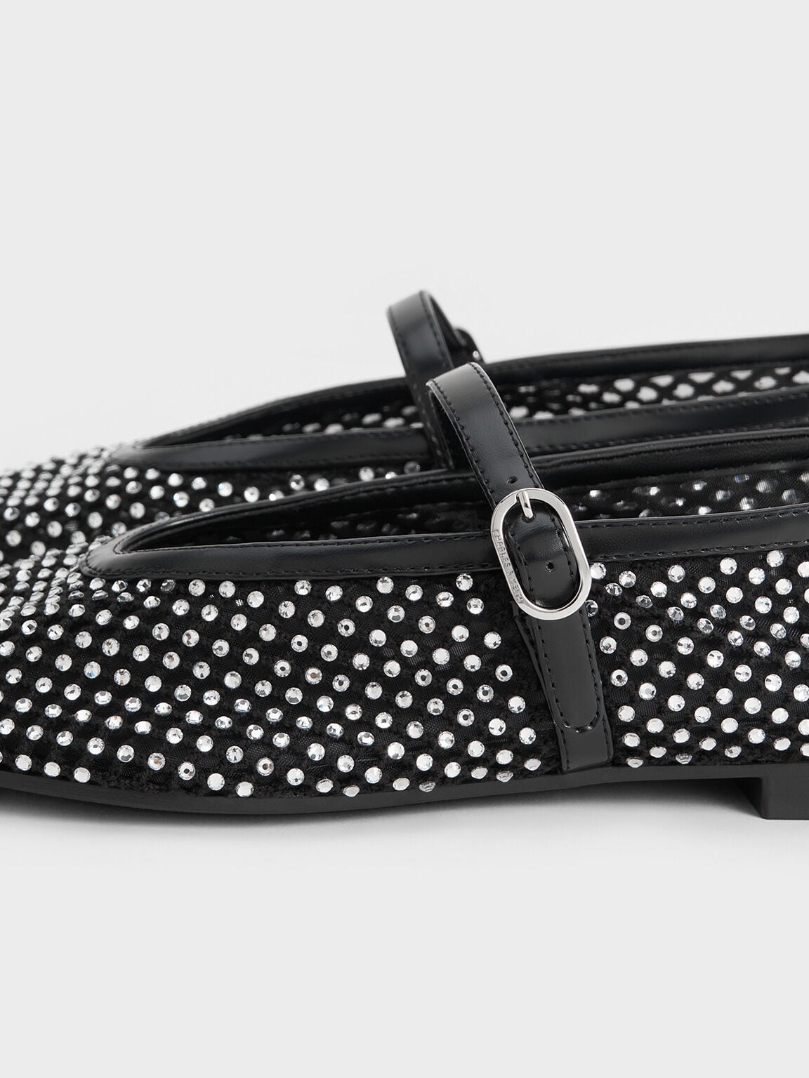 CHARLES & KEITH Sale / Maggie Mesh Crystal Mary Janes - Black